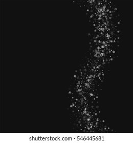 Beautiful snowfall. Right wave with beautiful snowfall on black background. Vector illustration.
