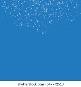 Beautiful snowfall. Top semicircle with beautiful snowfall on blue background. Vector illustration.