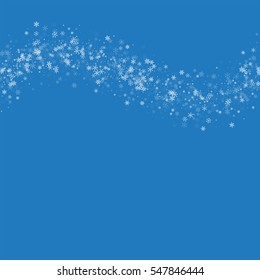 Beautiful snowfall. Top wave with beautiful snowfall on blue background. Vector illustration.