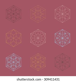 Beautiful snowflake collection. Winter abstract design elements.