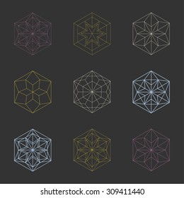 Beautiful snowflake collection. Winter abstract design elements.