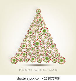 Beautiful snowflake decorated X-mas Tree for Merry Christmas celebrations.