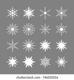 Beautiful snowflake icons. Simple snow logo. Winter symbols for web design. Vector illustration