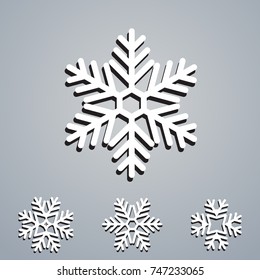 Beautiful snowflake icons. Simple snow logo. Winter symbols for web design. Vector illustration