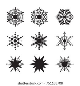 Beautiful snowflake icons. Simple snow logo. Winter symbols for web design. Vector illustration