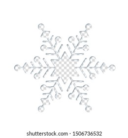 Beautiful snowflake laser cutting template for greeting card. Openwork snow object use for Happy New Year and Merry Xmas scrapbooking decoration. Simple winter season ornament vector illustration.