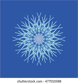 Beautiful snowflake on a blue background. Vector illustration.