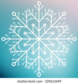 Beautiful snowflake on blue mesh background. Vector illustration for your graphic design.