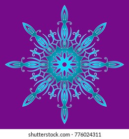 Beautiful snowflake on a purple background. Vector illustration.
