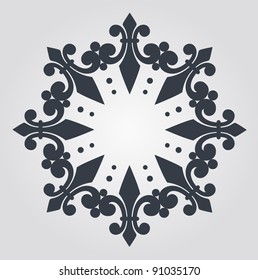 Beautiful snowflake with ornament. Vector