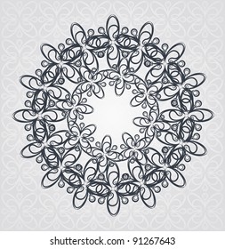 Beautiful snowflake with ornament. Vector
