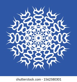 Beautiful snowflake. Vector illustration isolated on the blue background.