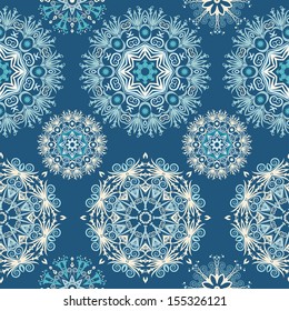 Beautiful snowflakes. Abstract seamless background with trendy elements.Vector pattern for web-design, textile, graphic design. 