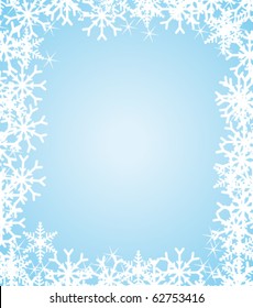 Beautiful snowflakes frame background. Vector illustration.