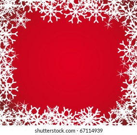 Beautiful snowflakes frame. Vector festive background.