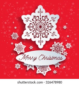 Beautiful snowflakes on red