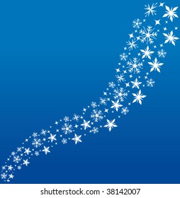 Beautiful snowflakes on a vector blue background.