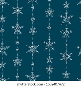 Beautiful Snowflakes seamless pattern - hand drawn, great for Christmas or New Years themed fabrics - vector surface design