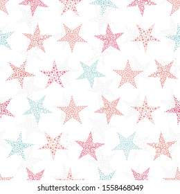 Beautiful Snowflakes seamless pattern - hand drawn, great for Christmas or New Years themed fabrics, banners, wrapping paper, wallpaper or cards - vector surface design