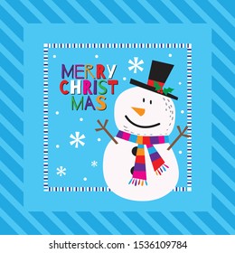 beautiful snowman with light blue background
