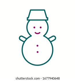 Hermoso icono del vector de línea Snowman