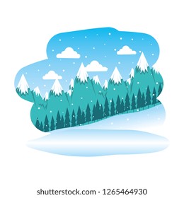 beautiful snowscape scene icon