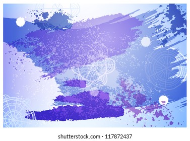 Beautiful snowy vector banner with decorative snowflakes and artistic paint stains