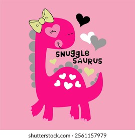 beautiful snuggle saurus female t-shirt graphic design vector illustration 