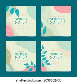 Beautiful social media template set featuring multiple editable posts with floral and cool pastel colors . Each one can be used individually