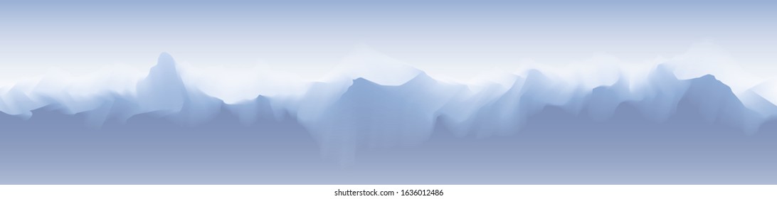 Beautiful Soft Blue Mountain Landscape Banner Background with Fog