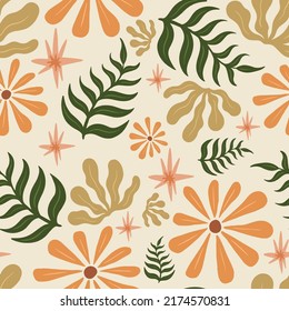 Beautiful Soft Boho Floral Pattern Illustration With Seamless Edge Vector Eps 10