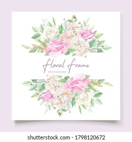 beautiful soft floral and leaves wedding invitation card set