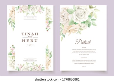Beautiful soft floral and leaves wedding invitation card set