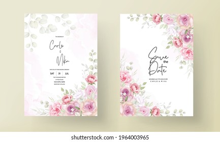 Beautiful soft flower wedding invitation card