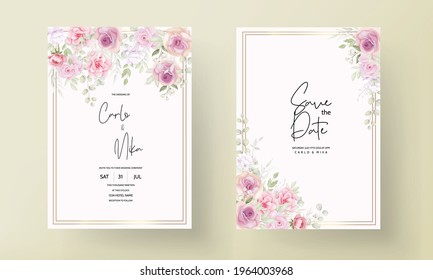 Beautiful soft flower wedding invitation card