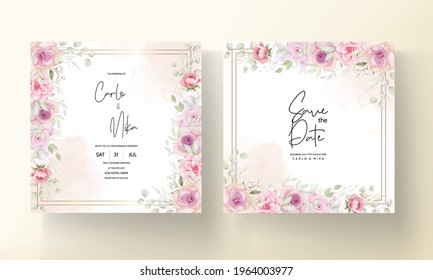 Beautiful soft flower wedding invitation card