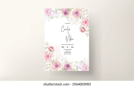 Beautiful soft flower wedding invitation card