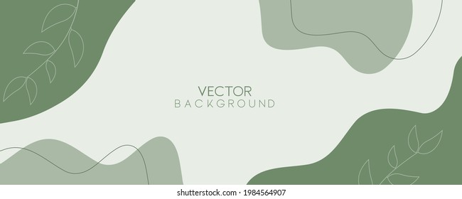 Beautiful soft green liquid waves background. Trendy geometric shapes with line composition for cover, banner, fabric print and wallpaper. Vector