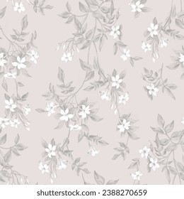 Beautiful soft vector vintage pattern in classic style with colored flowers