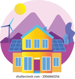 Beautiful Solar House Vector Design