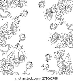  beautiful solid background with contour drawn flowers