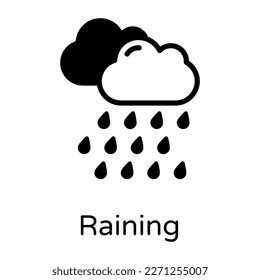 A beautiful solid icon of raining 