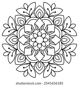 design de mandala bonito e calmante para colorir página do livro, relaxante arte mandala para design de hena, arte de parede
