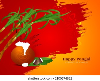 Beautiful south Indian Happy pongal festival background design vector