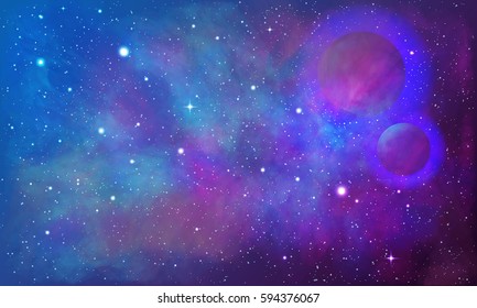 Beautiful space with nebula, realistic vector - EPS 10
