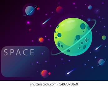 Beautiful space. Vector planet and stars