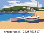 beautiful spanish coast village summer scene