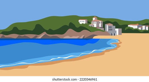 beautiful spanish coast village summer scene