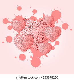 beautiful sparkle layout template design with glitter heart and splash background