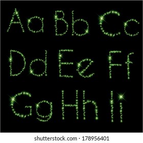 Beautiful sparkling green alphabet vector